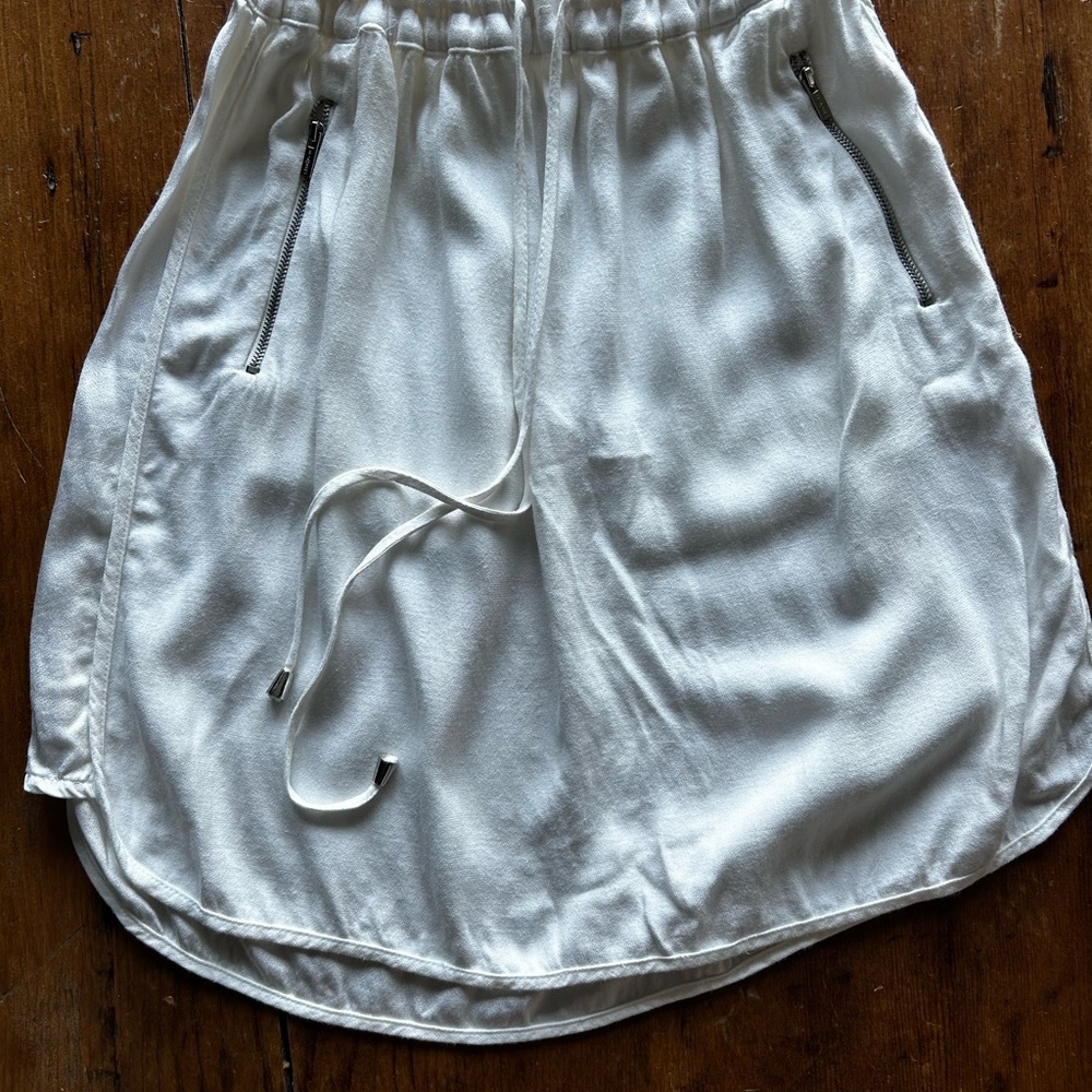 Vintage 90s Woolworths White Rayon Skirt w/ Zipper Pockets